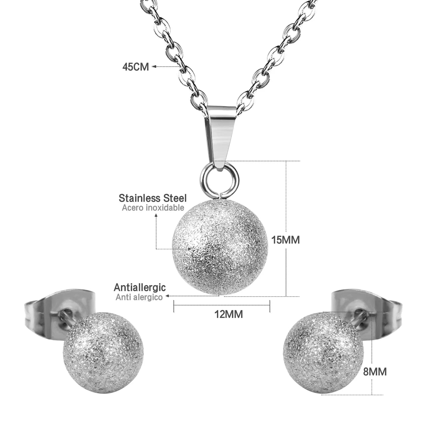 Classy Stainless Steel - ensemble collier et boucles d'oreilles en acier inoxydable