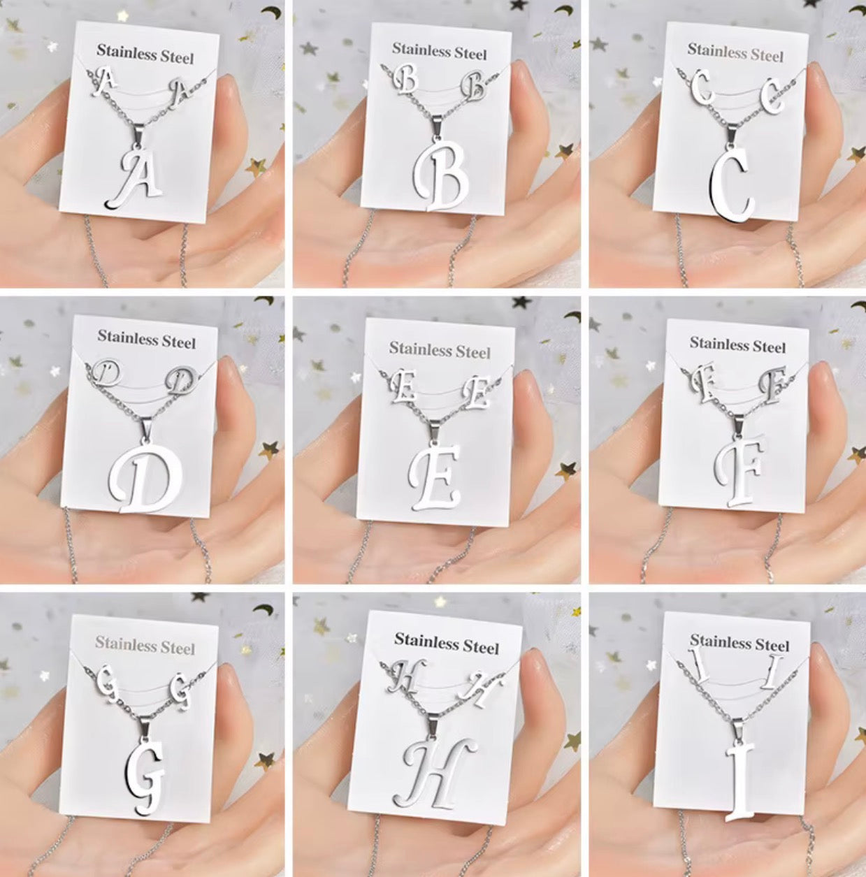 Cute Letters - Stainless Steel ensemble collier et boucles d’oreilles lettres en acier inoxydable