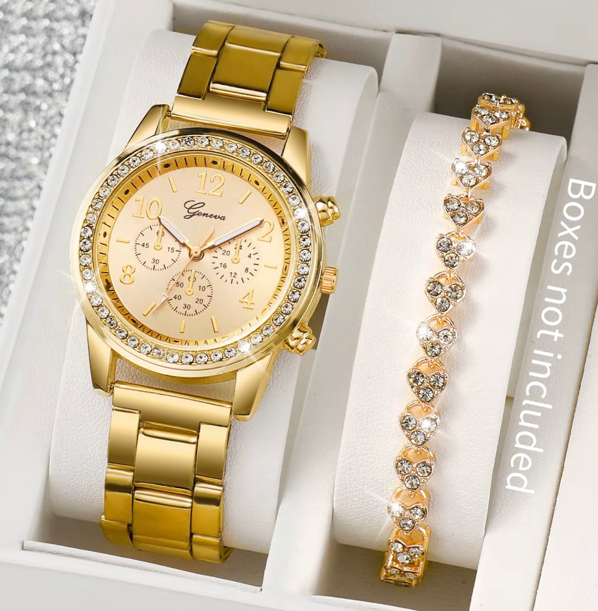 Classy Stainless Steel - watch diamond bracelet / montre + bracelet en acier inoxydable