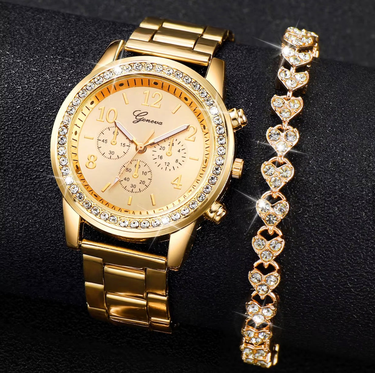 Classy Stainless Steel - watch diamond bracelet / montre + bracelet en acier inoxydable