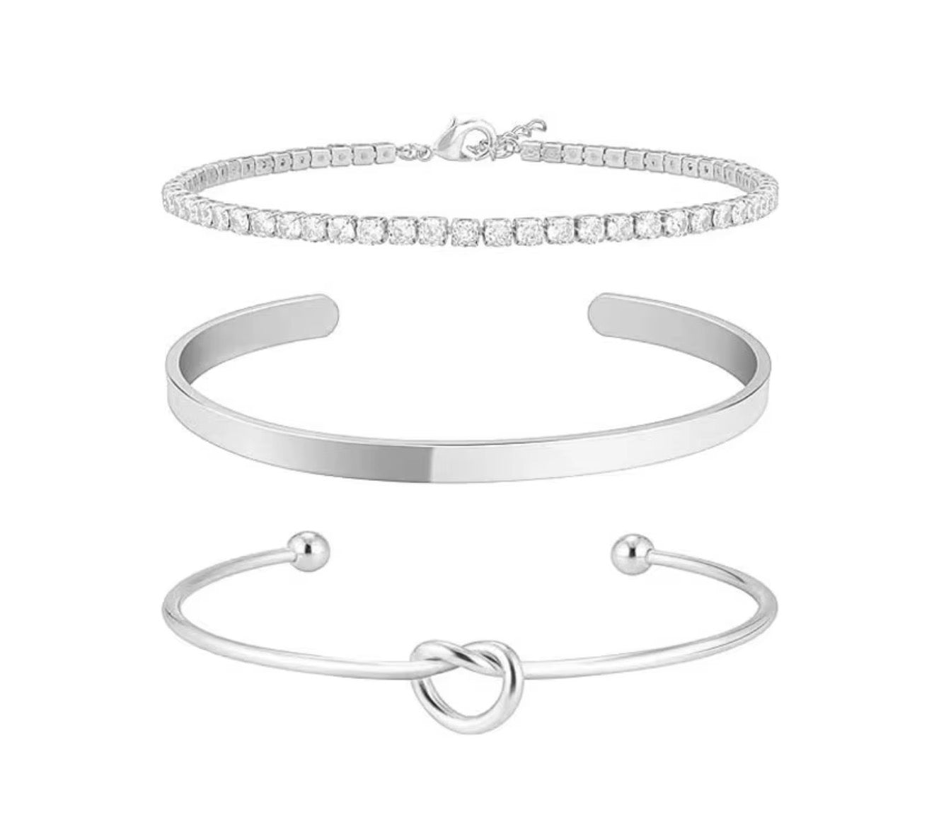 So Chic - 3pcs Stainless Steel Gold Plated Bracelets / 3pieces bracelets en acier inoxydable plaqué or