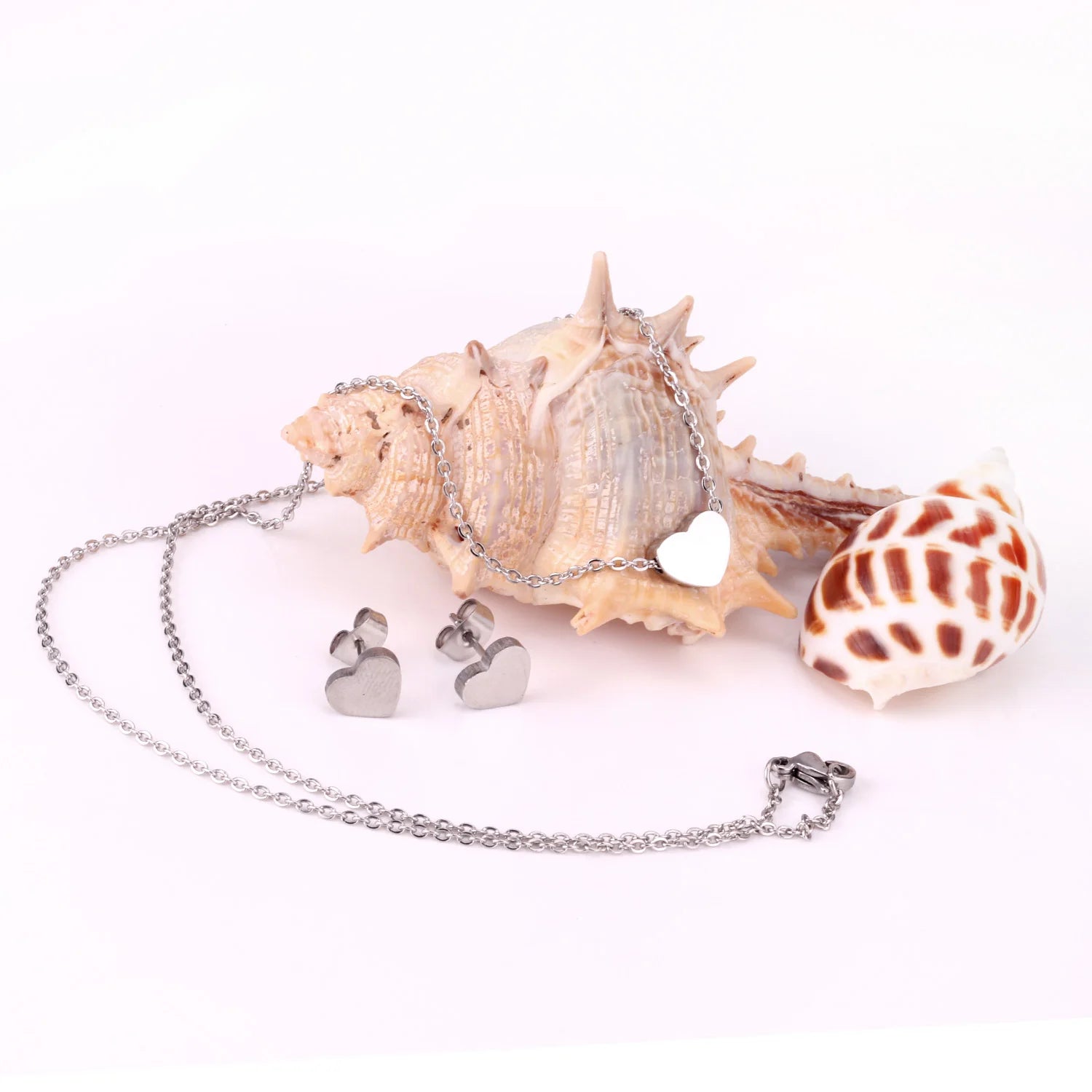 Cute heart Stainless Steel - ensemble collier et boucles d’oreilles