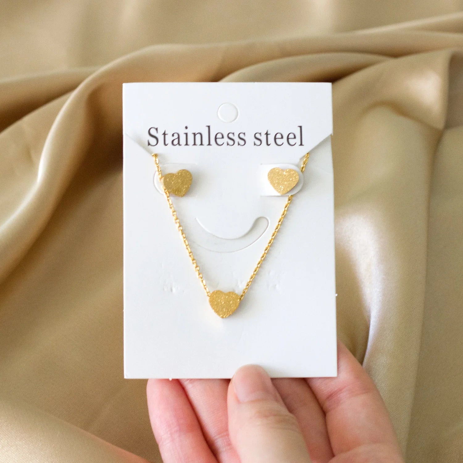 Cute heart Stainless Steel - ensemble collier et boucles d’oreilles