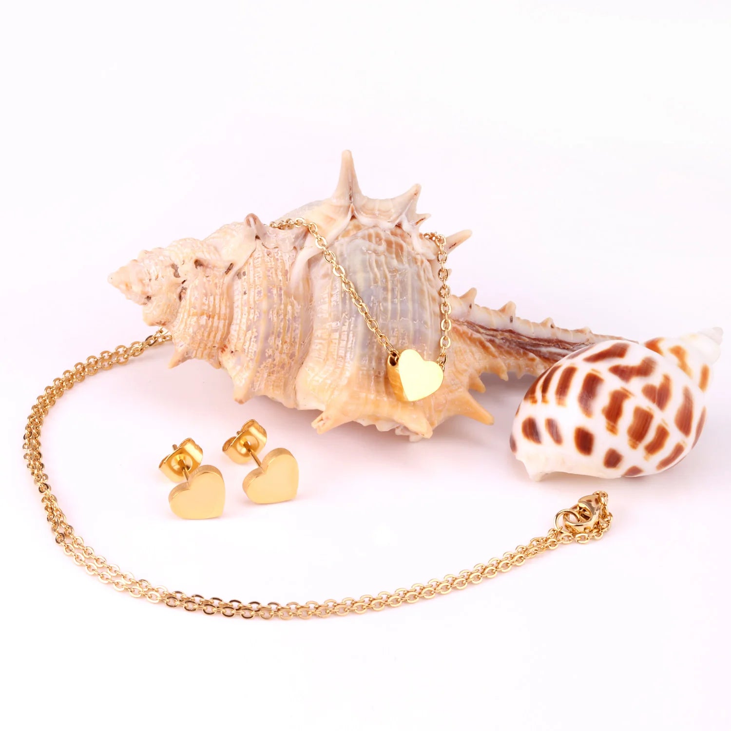 Cute heart Stainless Steel - ensemble collier et boucles d’oreilles