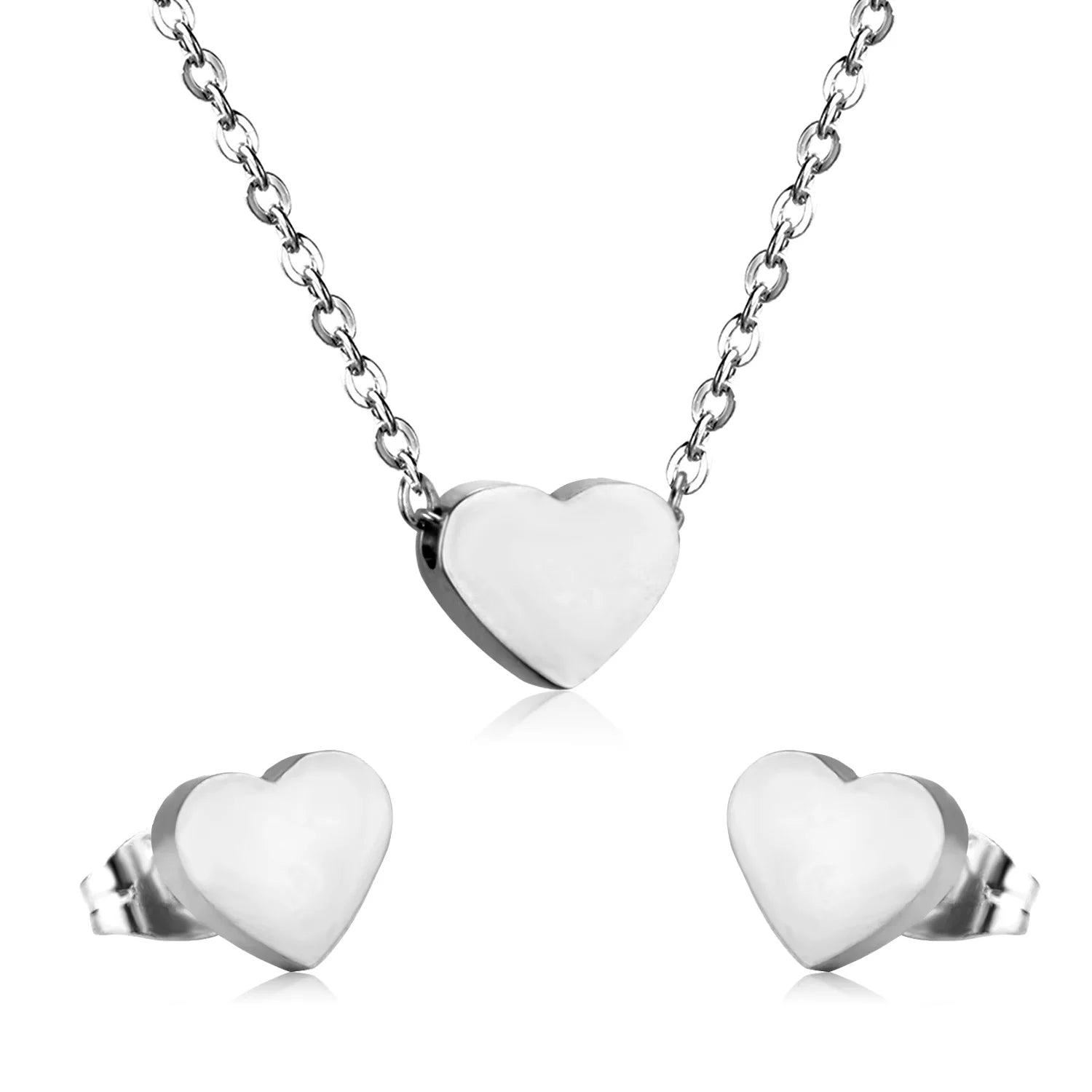 Cute heart Stainless Steel - ensemble collier et boucles d’oreilles