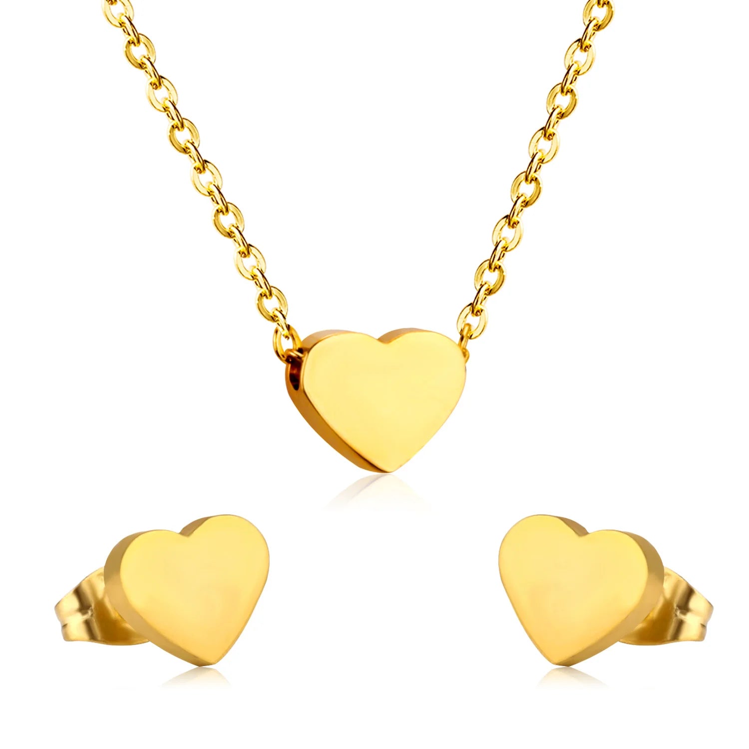 Cute heart Stainless Steel - ensemble collier et boucles d’oreilles