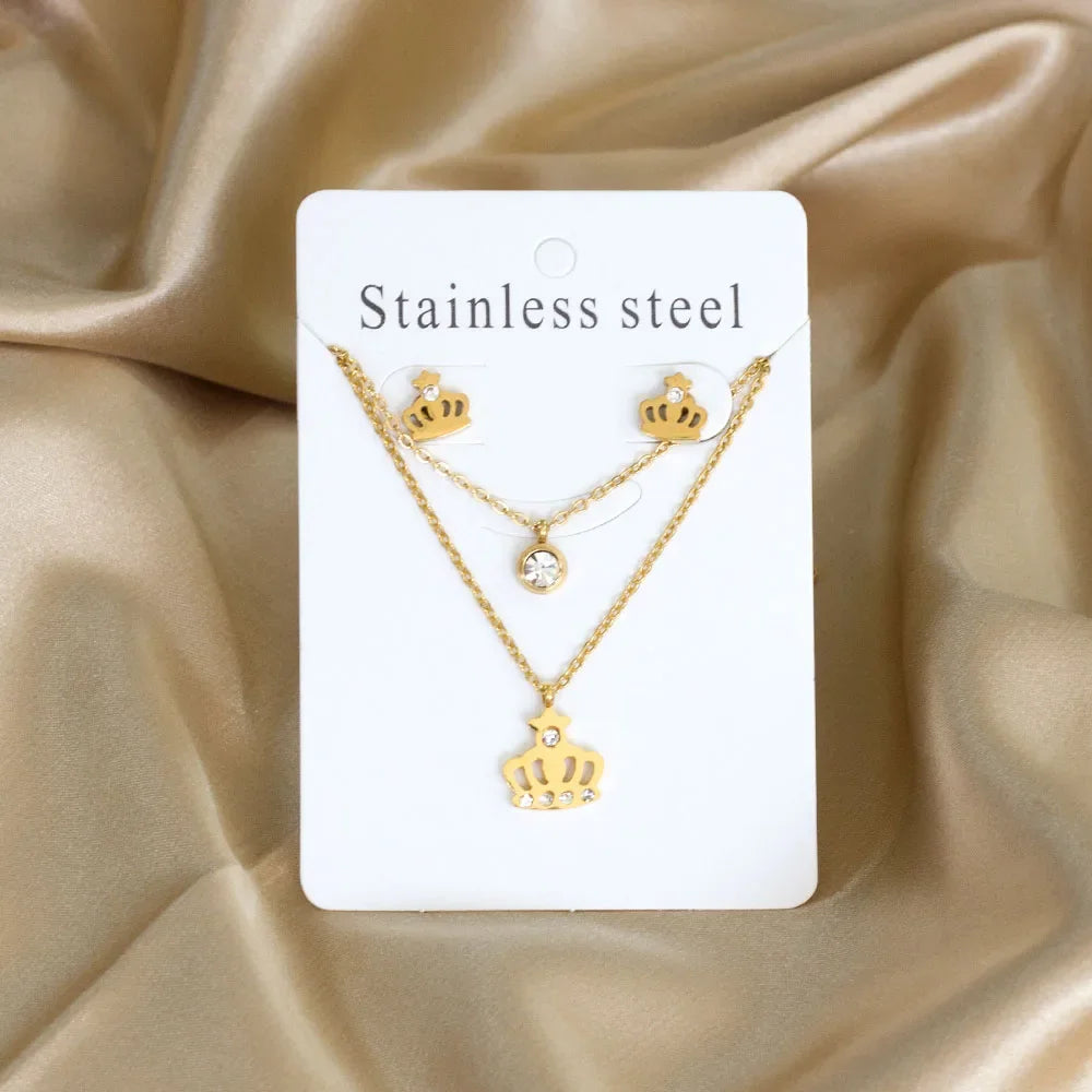 Stainless Steel - ensemble collier et boucles d'oreilles en acier inoxydable