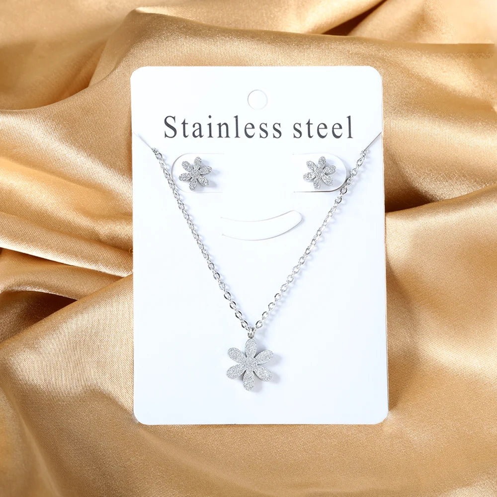 Stainless Steel - ensemble collier et boucles d'oreilles en acier inoxydable