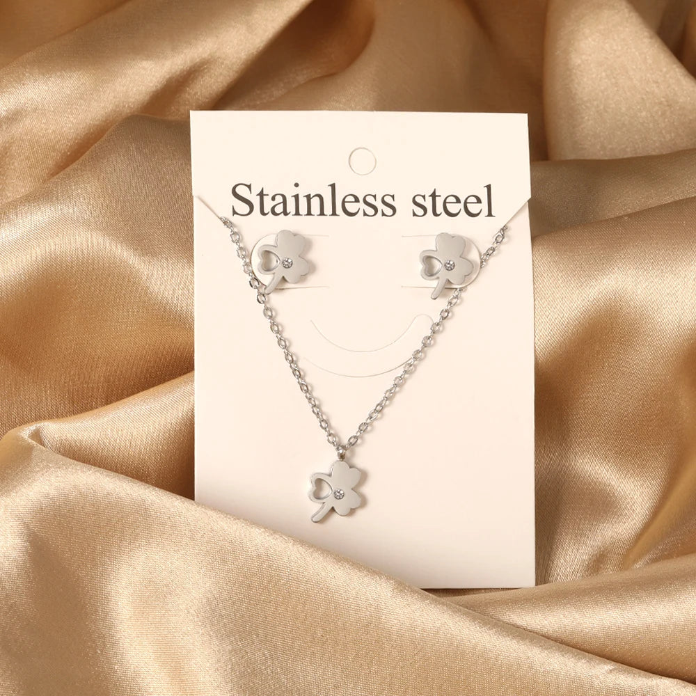 So cute Stainless Steel - ensemble collier et boucles d’oreilles en acier inoxydable
