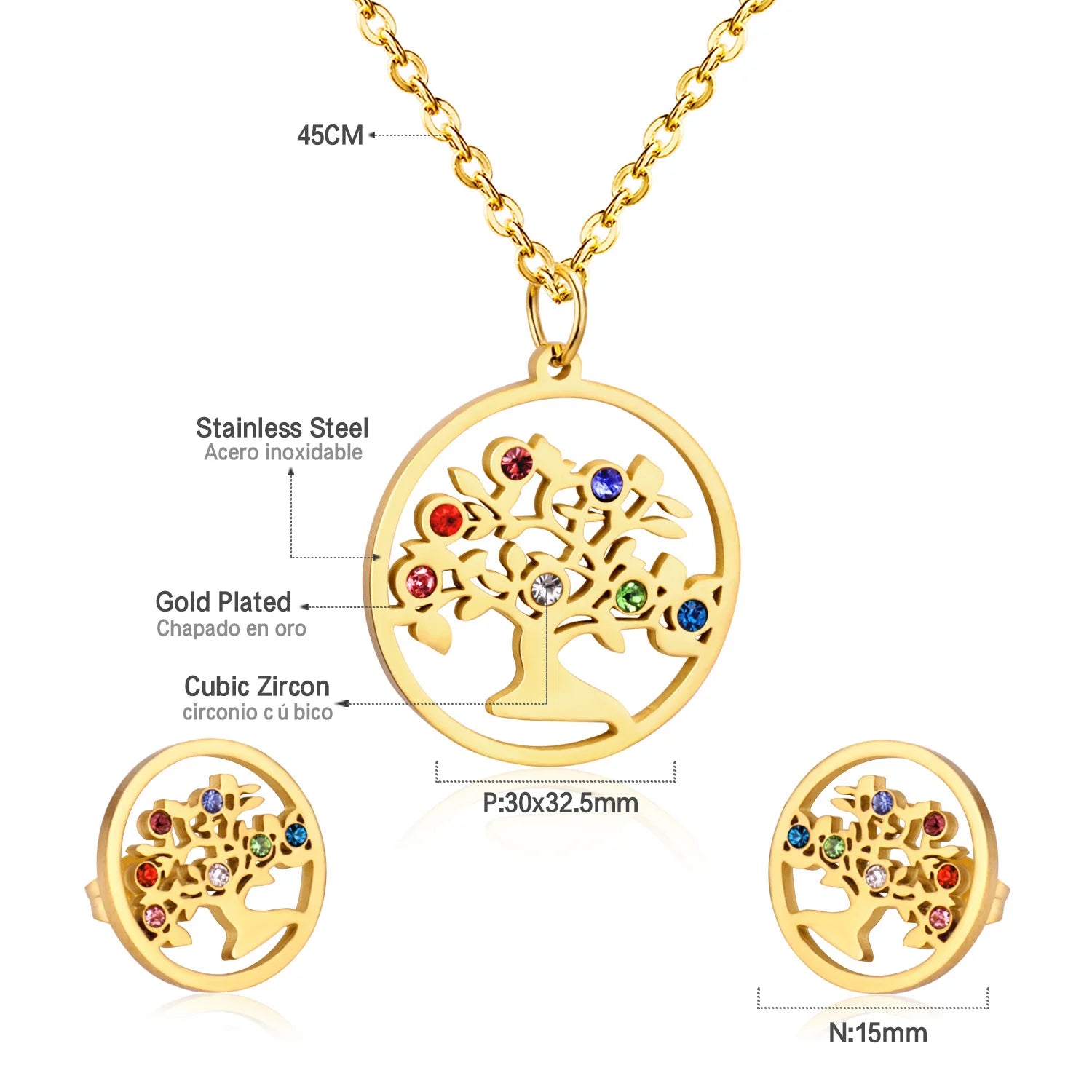 Classy Stainless Steel - ensemble collier et boucles d'oreilles en acier inoxydable