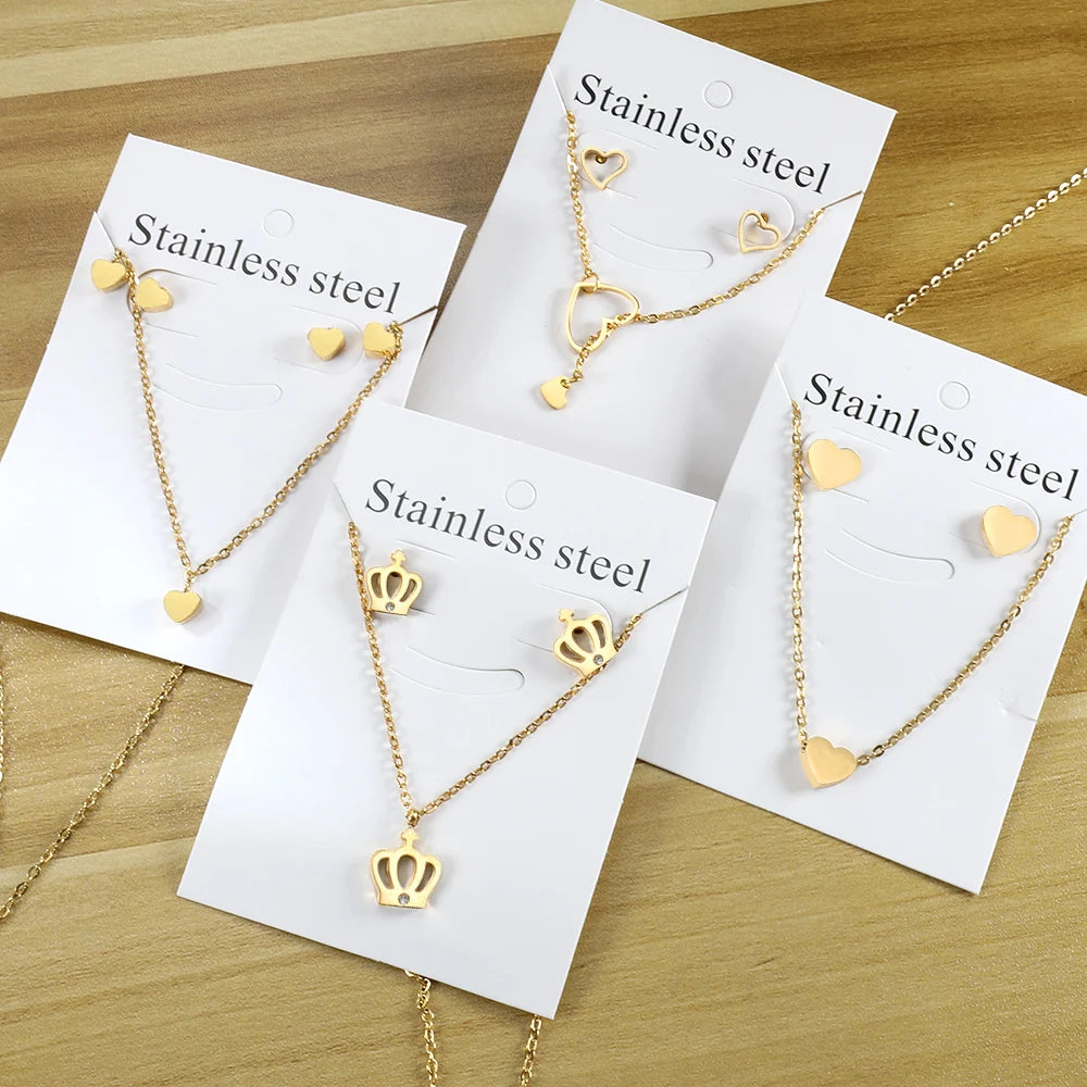So cute Stainless Steel - ensemble collier et boucles d’oreilles en acier inoxydable