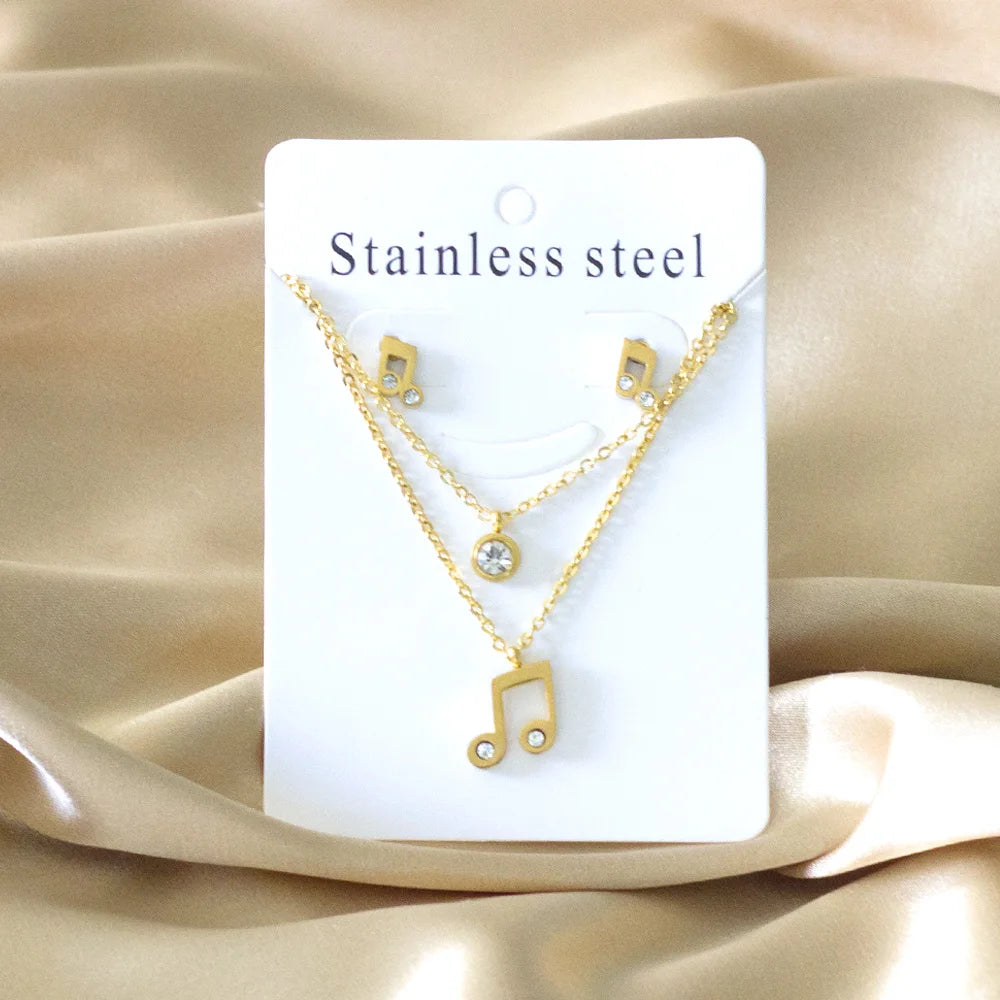 Stainless Steel - ensemble collier et boucles d'oreilles en acier inoxydable