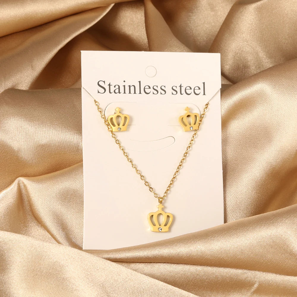 So cute Stainless Steel - ensemble collier et boucles d’oreilles en acier inoxydable