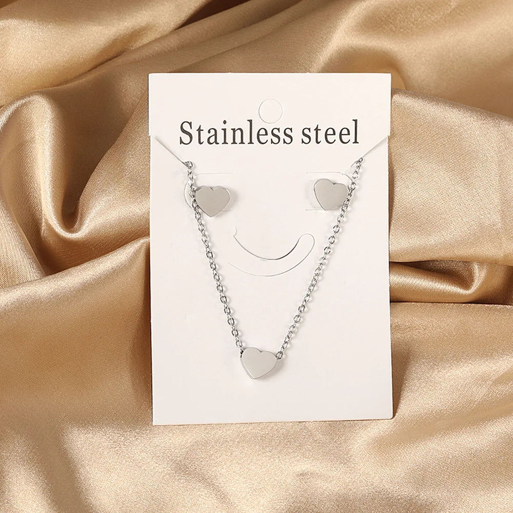 So cute Stainless Steel - ensemble collier et boucles d’oreilles en acier inoxydable