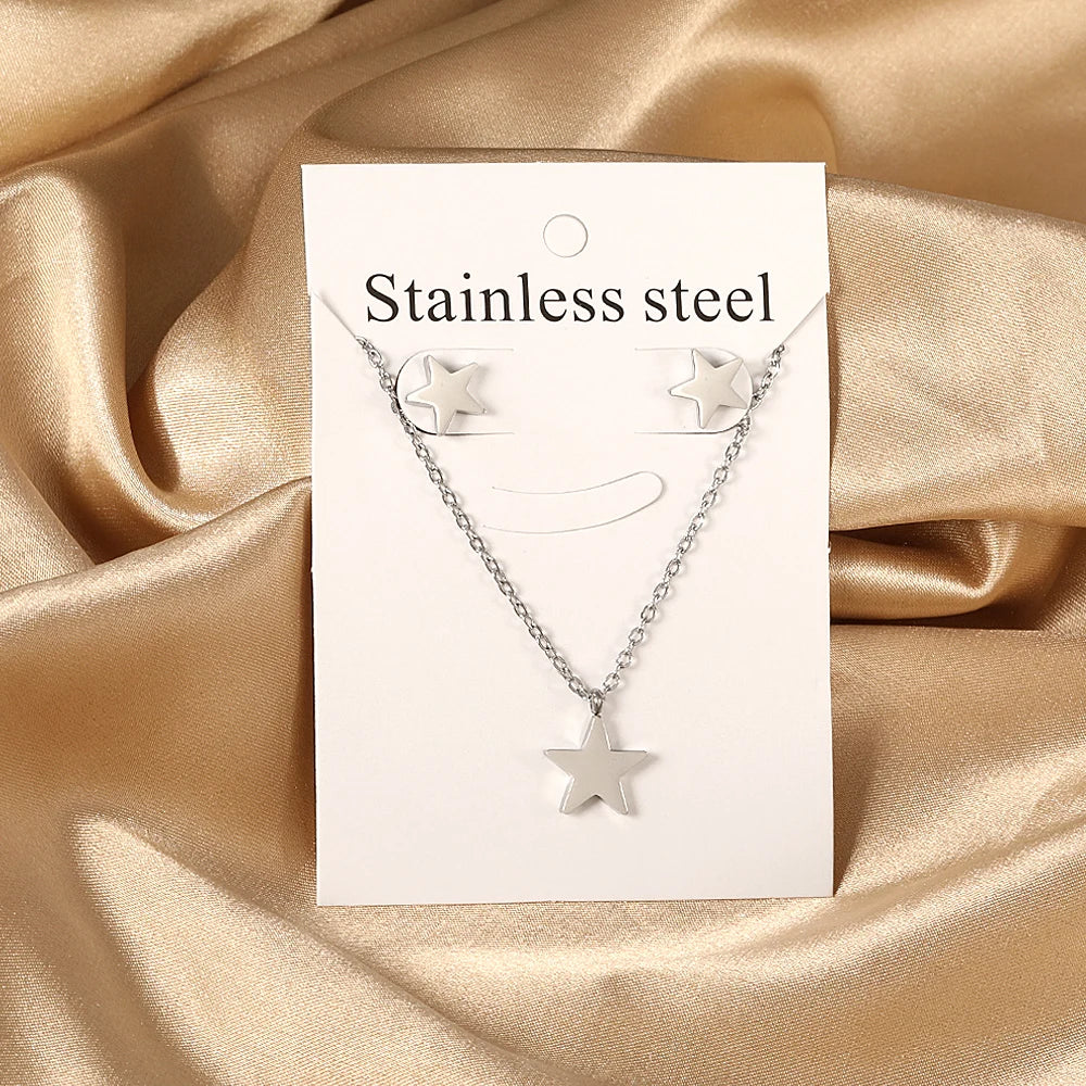 So cute Stainless Steel - ensemble collier et boucles d’oreilles en acier inoxydable