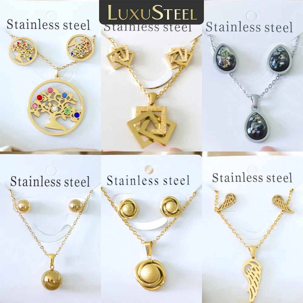 Classy Stainless Steel - ensemble collier et boucles d'oreilles en acier inoxydable