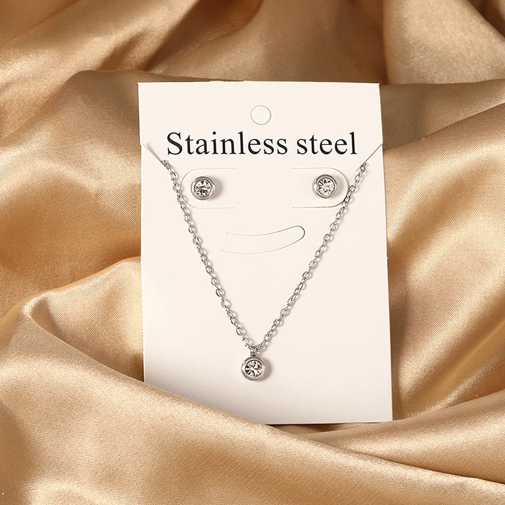 So cute Stainless Steel - ensemble collier et boucles d’oreilles en acier inoxydable