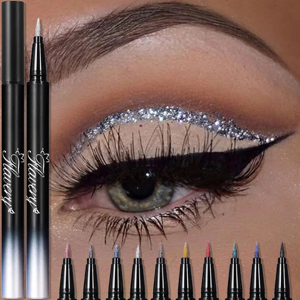 Metallic Silver Waterproof Liquid Eyeliner Glitter