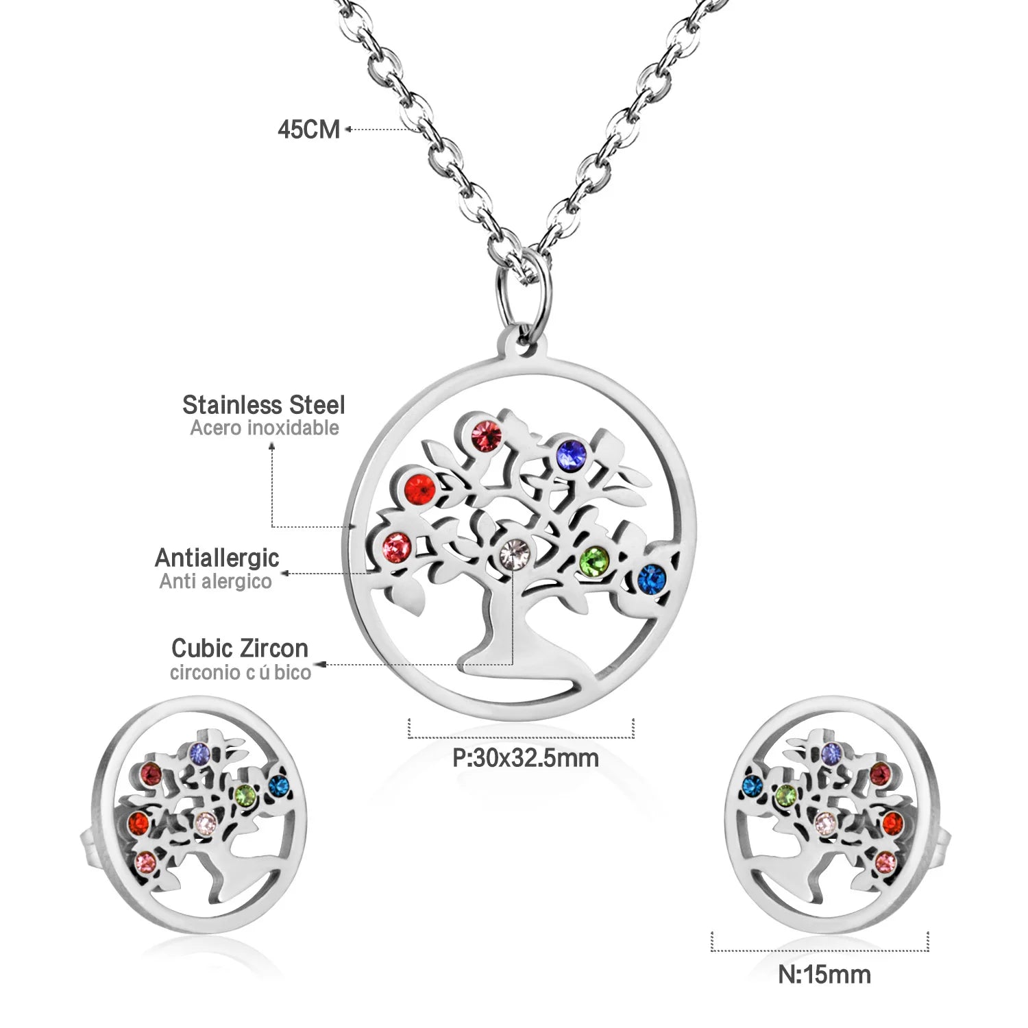 Classy Stainless Steel - ensemble collier et boucles d'oreilles en acier inoxydable