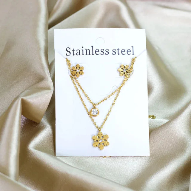 Stainless Steel - ensemble collier et boucles d'oreilles en acier inoxydable