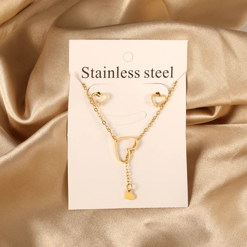 So cute Stainless Steel - ensemble collier et boucles d’oreilles en acier inoxydable