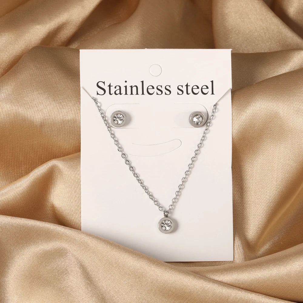 So cute Stainless Steel - ensemble collier et boucles d’oreilles en acier inoxydable