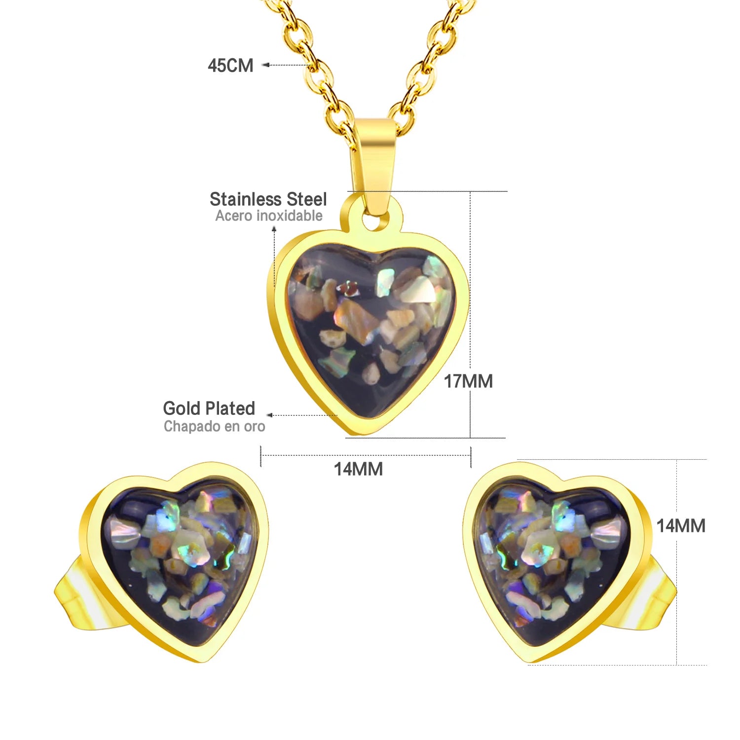 Classy Stainless Steel - ensemble collier et boucles d'oreilles en acier inoxydable