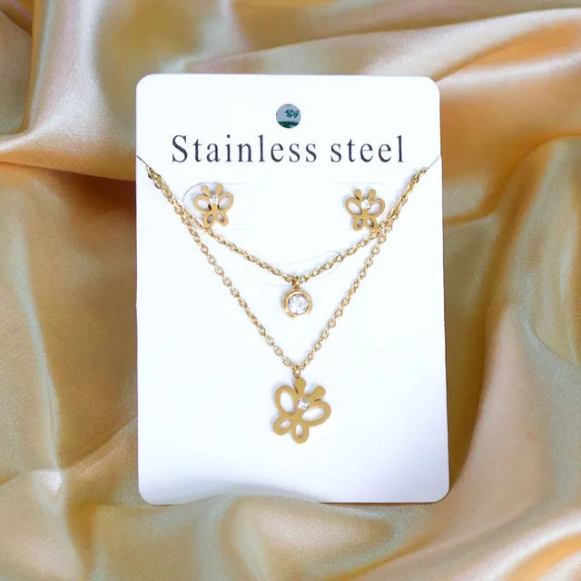 Stainless Steel - ensemble collier et boucles d'oreilles en acier inoxydable