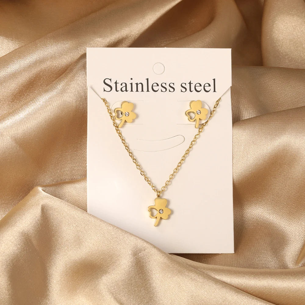 Stainless Steel - ensemble collier et boucles d'oreilles en acier inoxydable