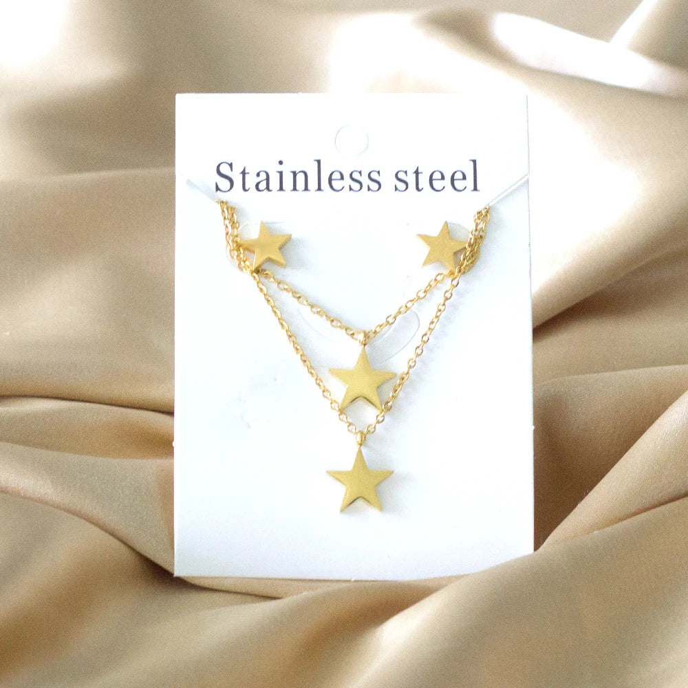 Stainless Steel - ensemble collier et boucles d'oreilles en acier inoxydable