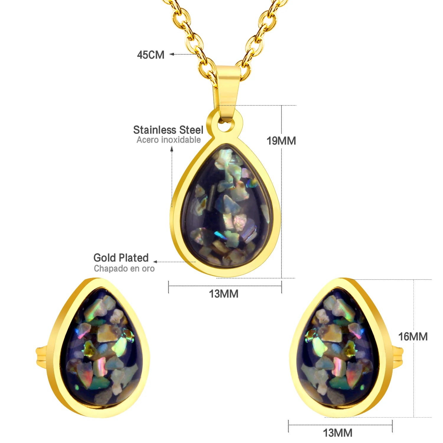 Classy Stainless Steel - ensemble collier et boucles d'oreilles en acier inoxydable