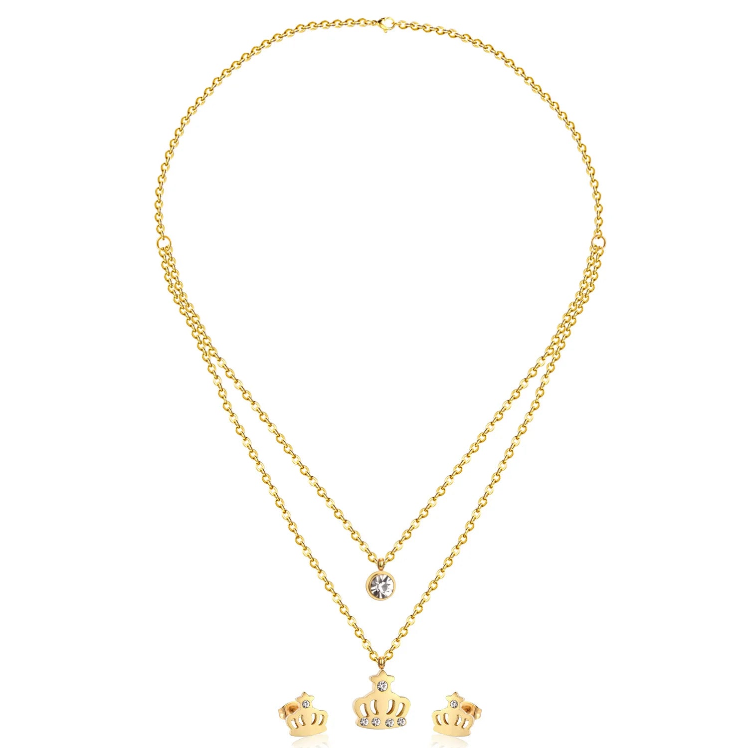 Stainless Steel - ensemble collier et boucles d'oreilles en acier inoxydable