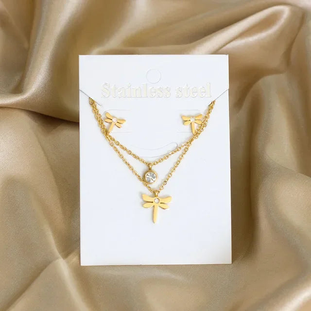 Stainless Steel - ensemble collier et boucles d'oreilles en acier inoxydable