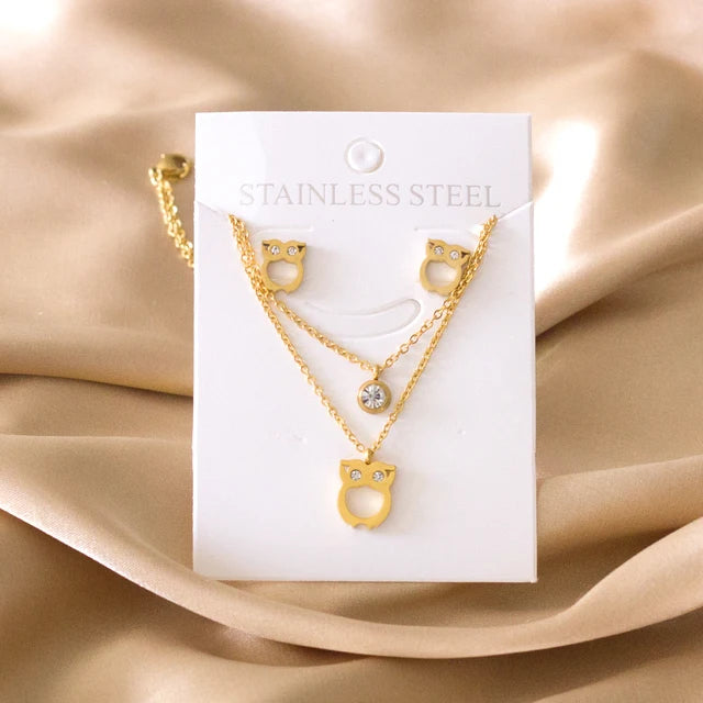 Stainless Steel - ensemble collier et boucles d'oreilles en acier inoxydable