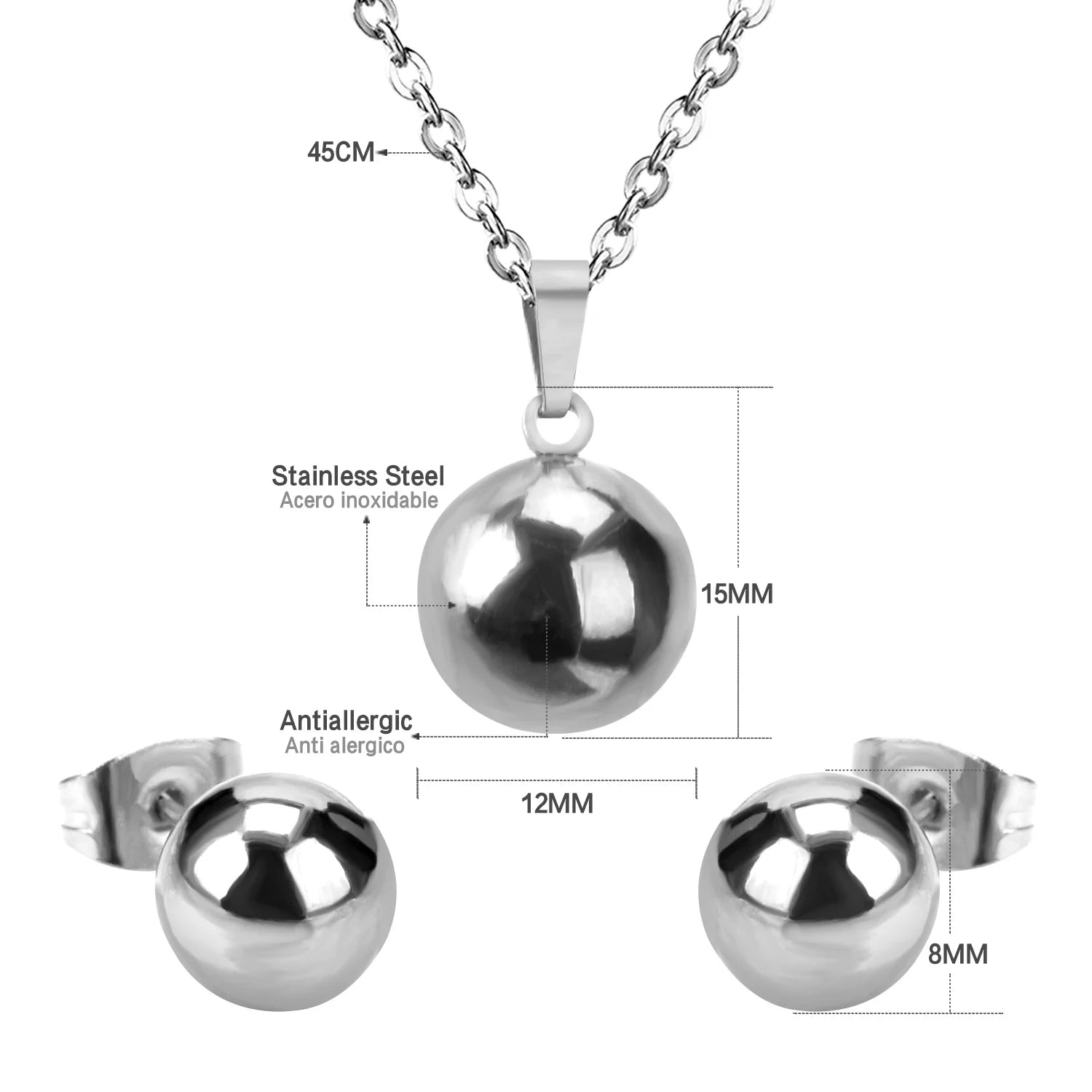 Classy Stainless Steel - ensemble collier et boucles d'oreilles en acier inoxydable
