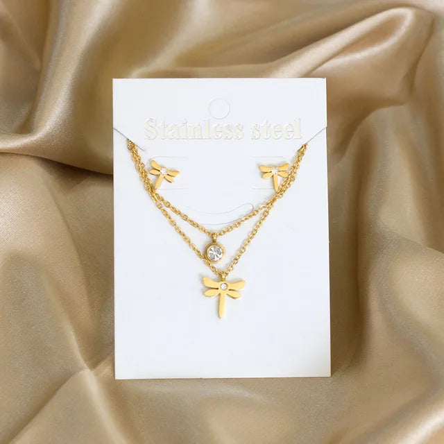 Stainless Steel - ensemble collier et boucles d'oreilles en acier inoxydable