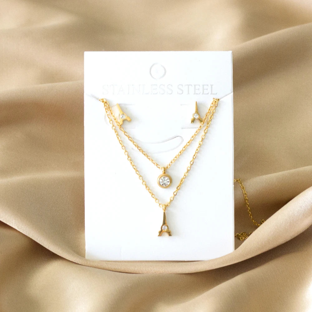 Stainless Steel - ensemble collier et boucles d'oreilles en acier inoxydable