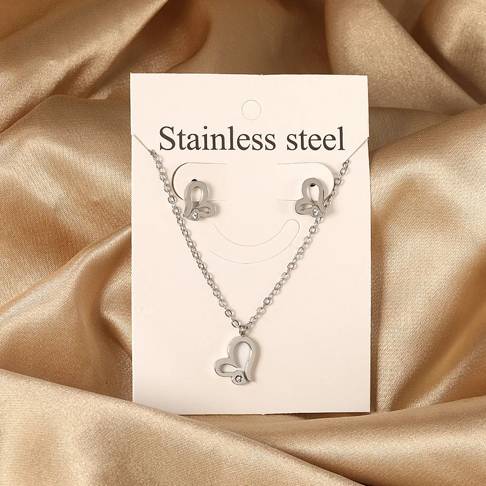 So cute Stainless Steel - ensemble collier et boucles d’oreilles en acier inoxydable
