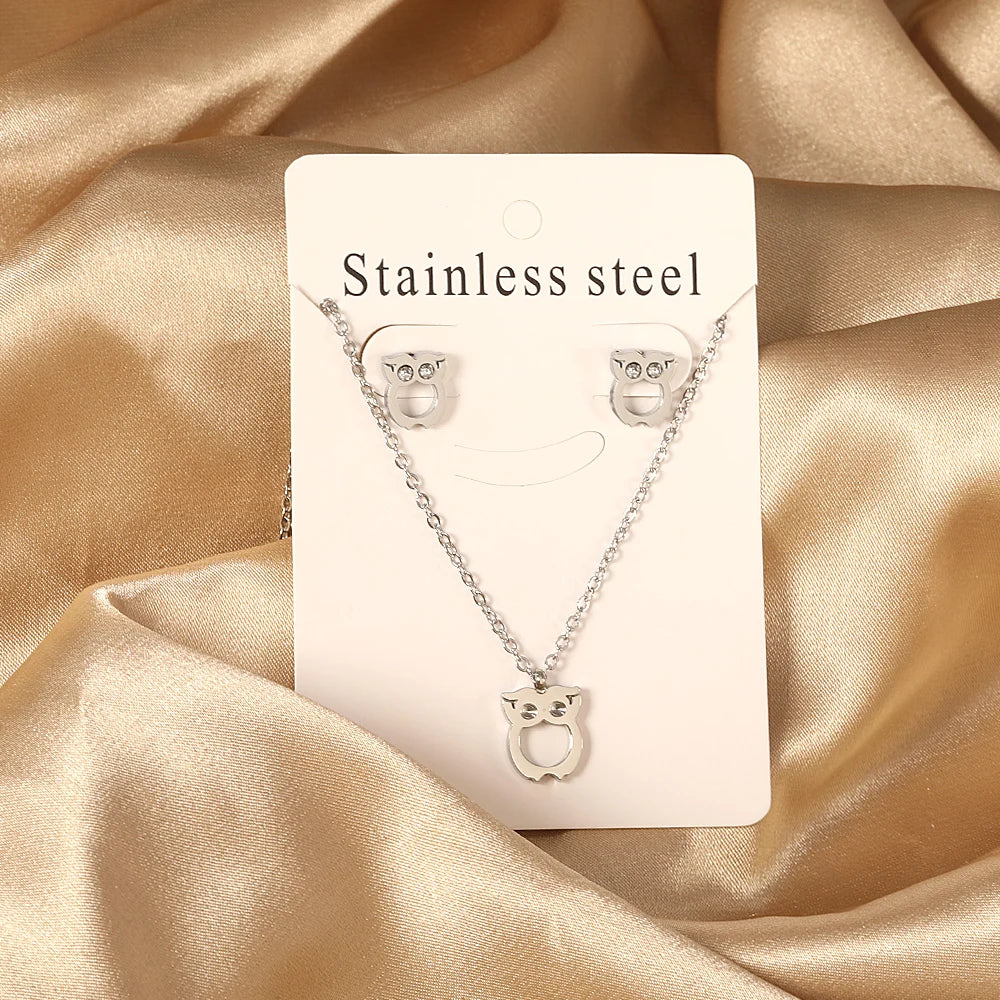 So cute Stainless Steel - ensemble collier et boucles d’oreilles en acier inoxydable