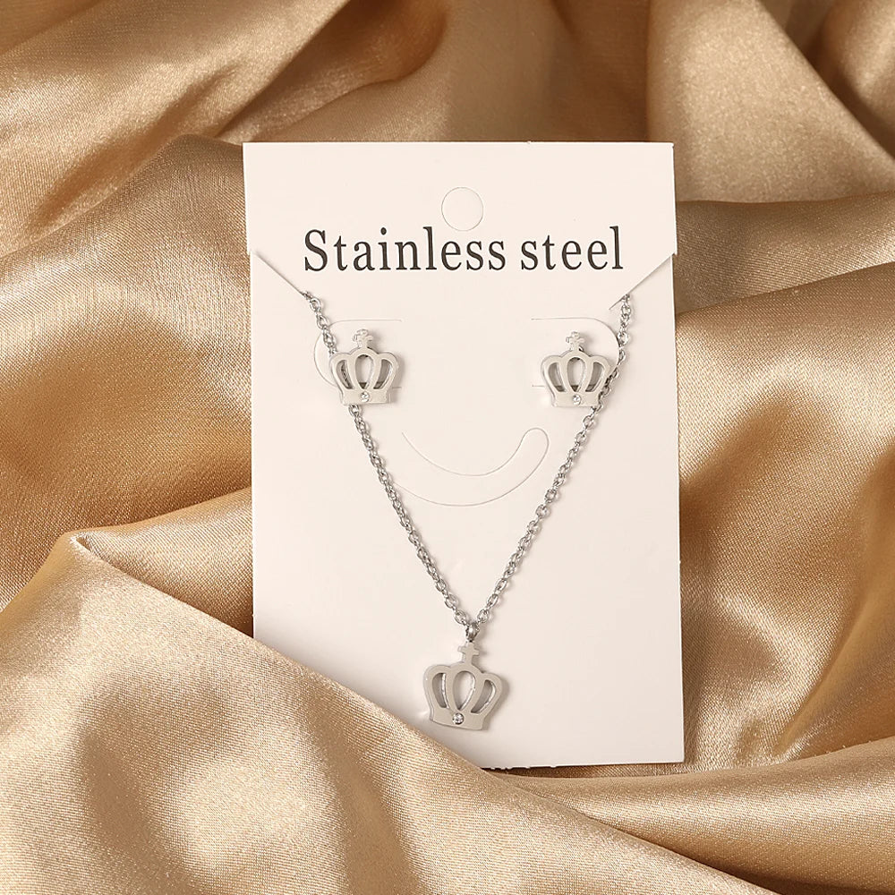 So cute Stainless Steel - ensemble collier et boucles d’oreilles en acier inoxydable