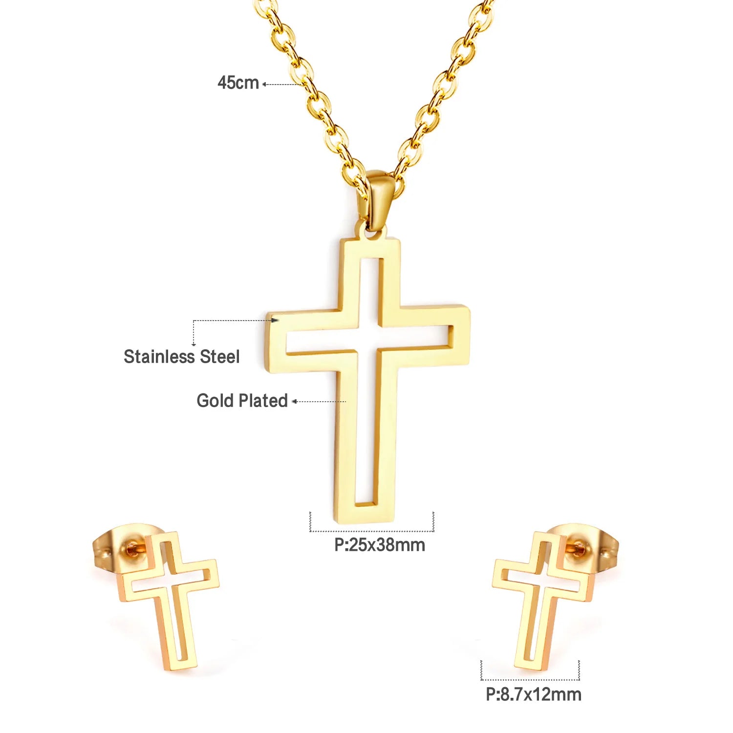 Classy Stainless Steel - ensemble collier et boucles d'oreilles en acier inoxydable