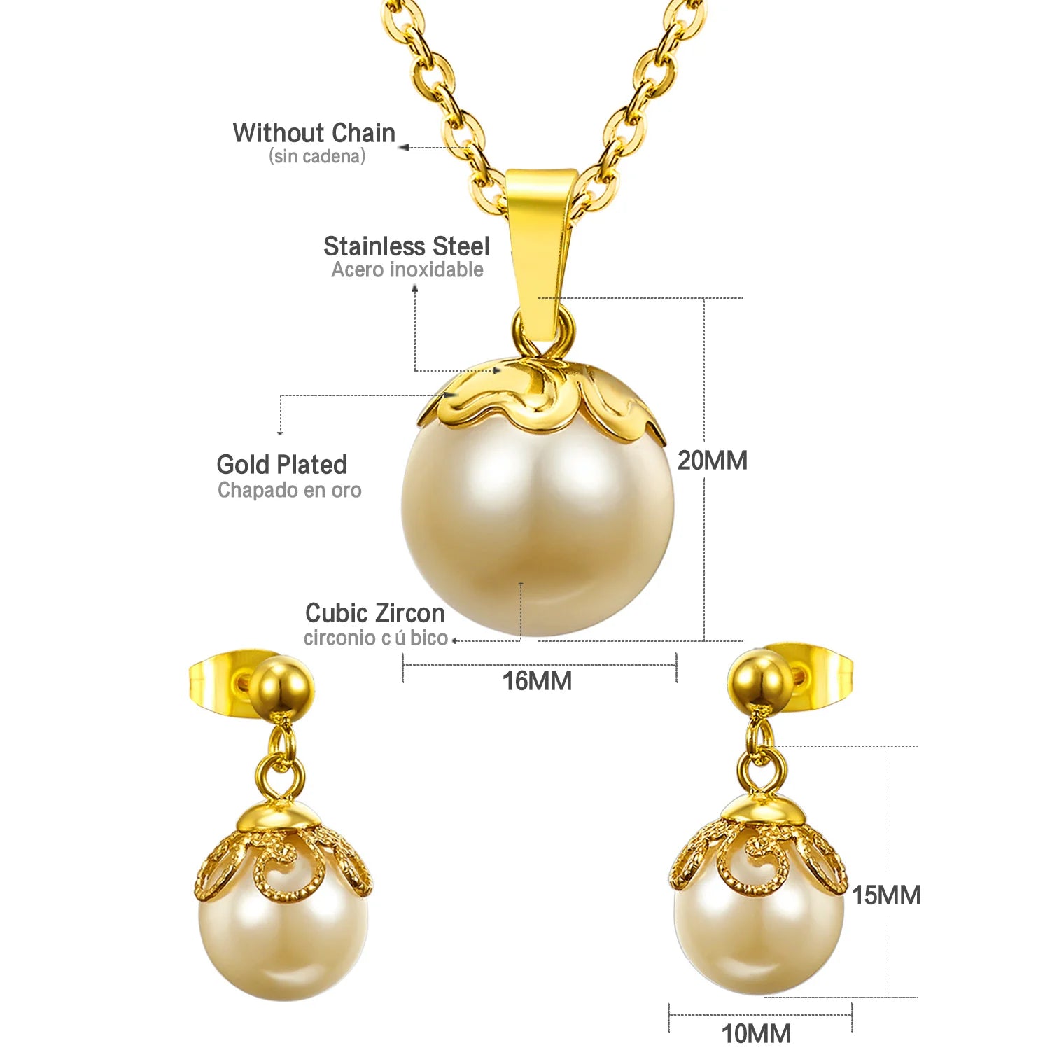 Classy Stainless Steel - ensemble collier et boucles d'oreilles en acier inoxydable