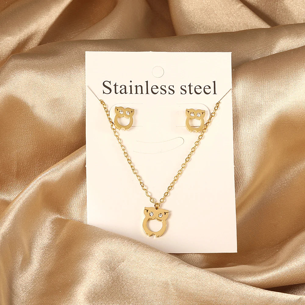 So cute Stainless Steel - ensemble collier et boucles d’oreilles en acier inoxydable