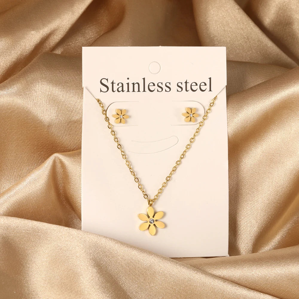 So cute Stainless Steel - ensemble collier et boucles d’oreilles en acier inoxydable