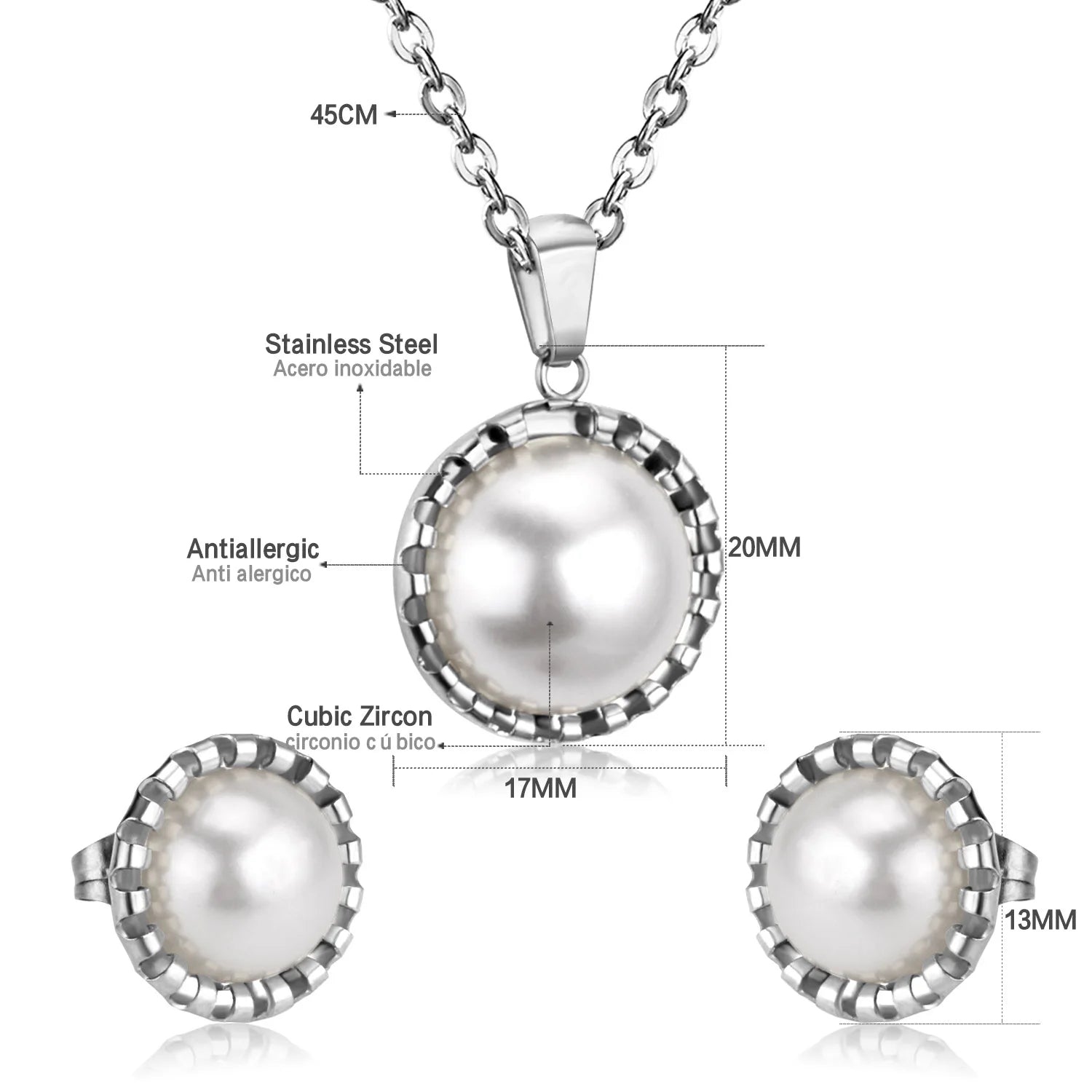 Classy Stainless Steel - ensemble collier et boucles d'oreilles en acier inoxydable
