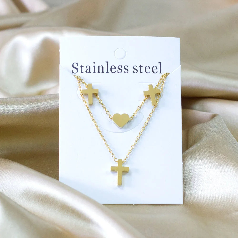 Stainless Steel - ensemble collier et boucles d'oreilles en acier inoxydable