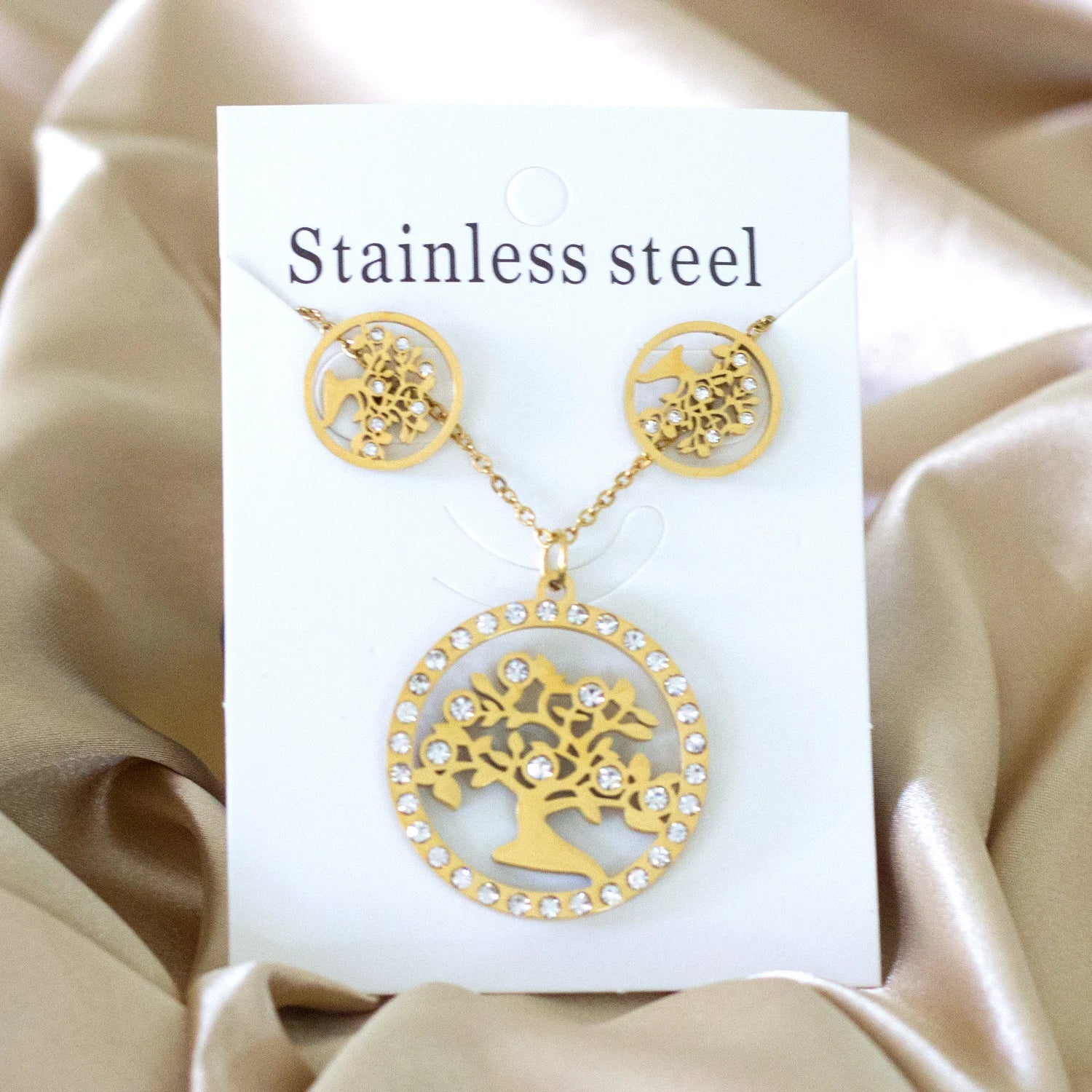 Classy Stainless Steel - ensemble collier et boucles d'oreilles en acier inoxydable