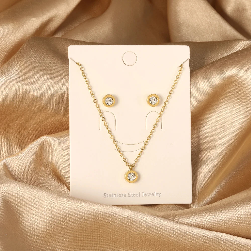 So cute Stainless Steel - ensemble collier et boucles d’oreilles en acier inoxydable