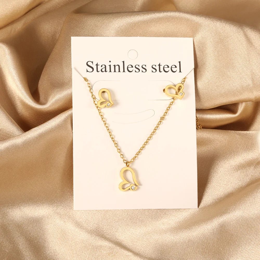 So cute Stainless Steel - ensemble collier et boucles d’oreilles en acier inoxydable