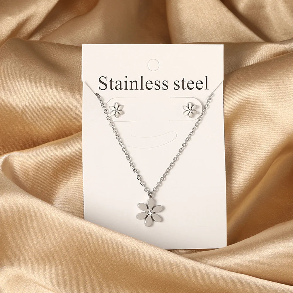 So cute Stainless Steel - ensemble collier et boucles d’oreilles en acier inoxydable